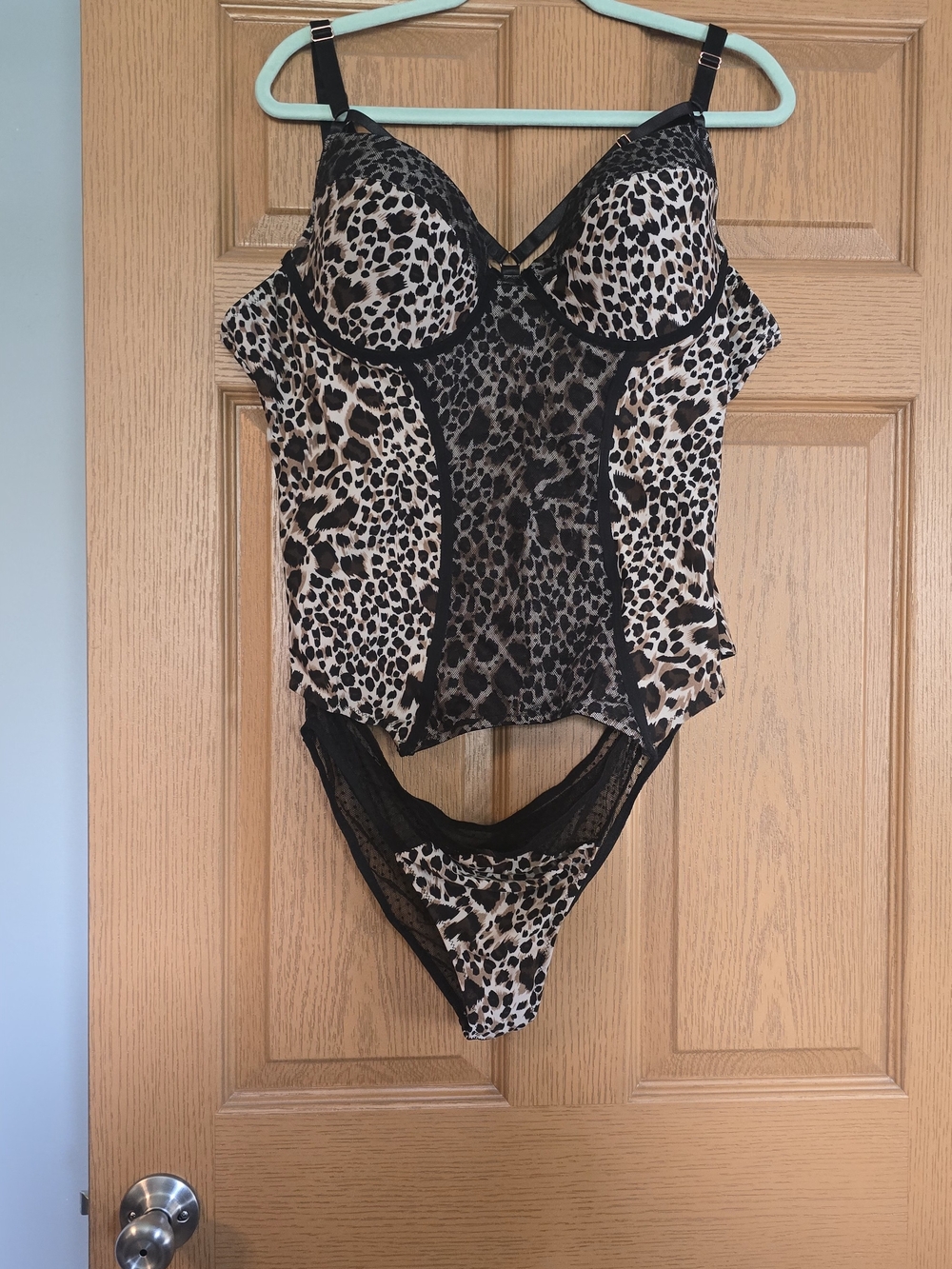 Fantasy Lingerie Black & Gray Lace Teddy